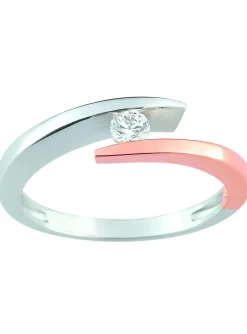 Solitaire Brillaxis diamant or rose et blanc