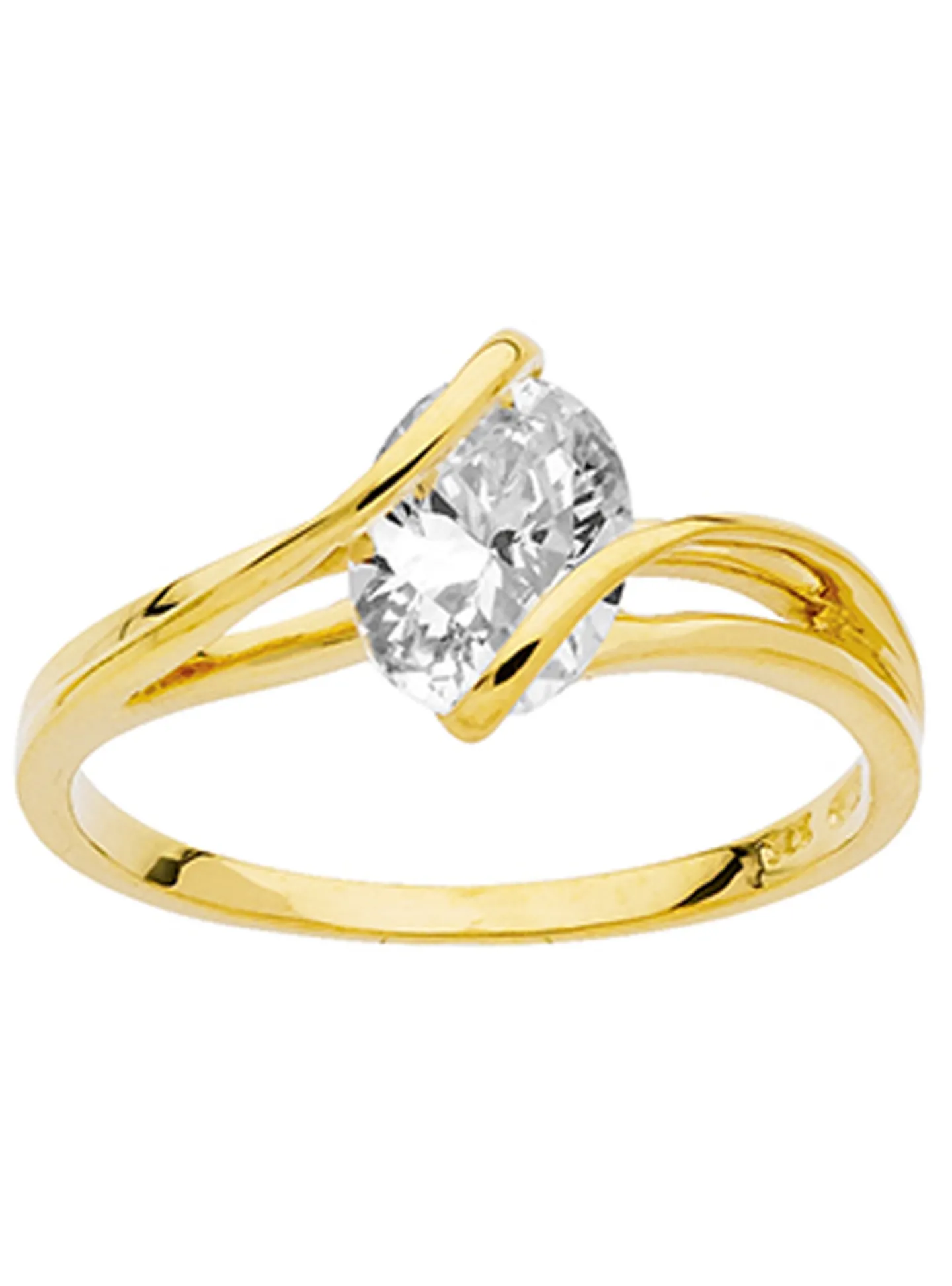 Solitaire Brillaxis forme ovale or jaune