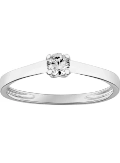 Solitaire Brillaxis or blanc diamant quatre griffes