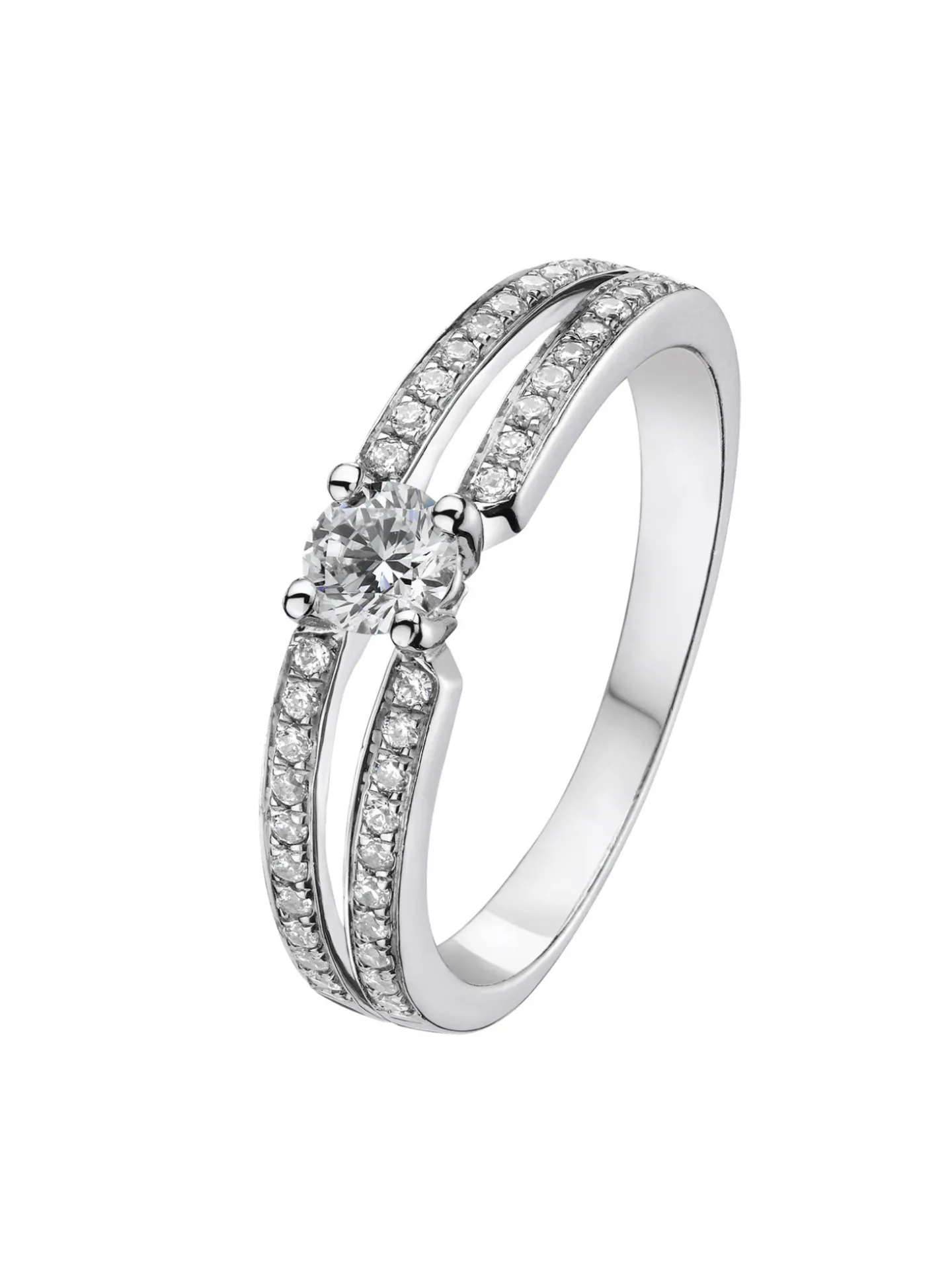 Solitaire Brillaxis or diamant griffes corps serti