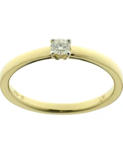 Solitaire Brillaxis or jaune 18 carats diamant 0.140