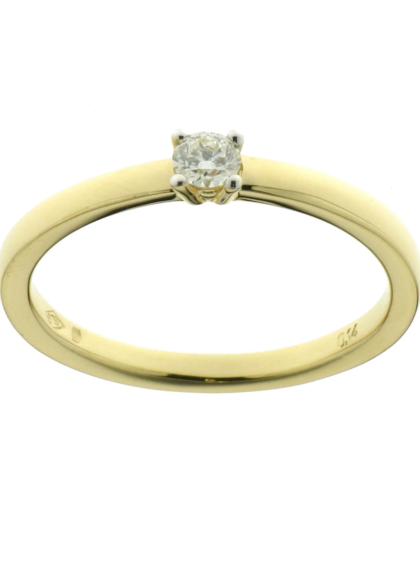 Solitaire Brillaxis or jaune 18 carats diamant 0.140