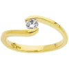 Solitaire croisé oxyde or jaune 9 carats